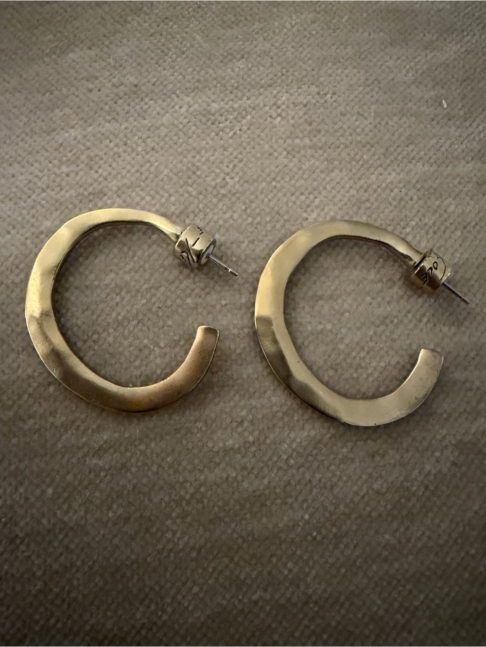 Gold-Tone Hammered Open Hoop Earrings - Women Jewelry